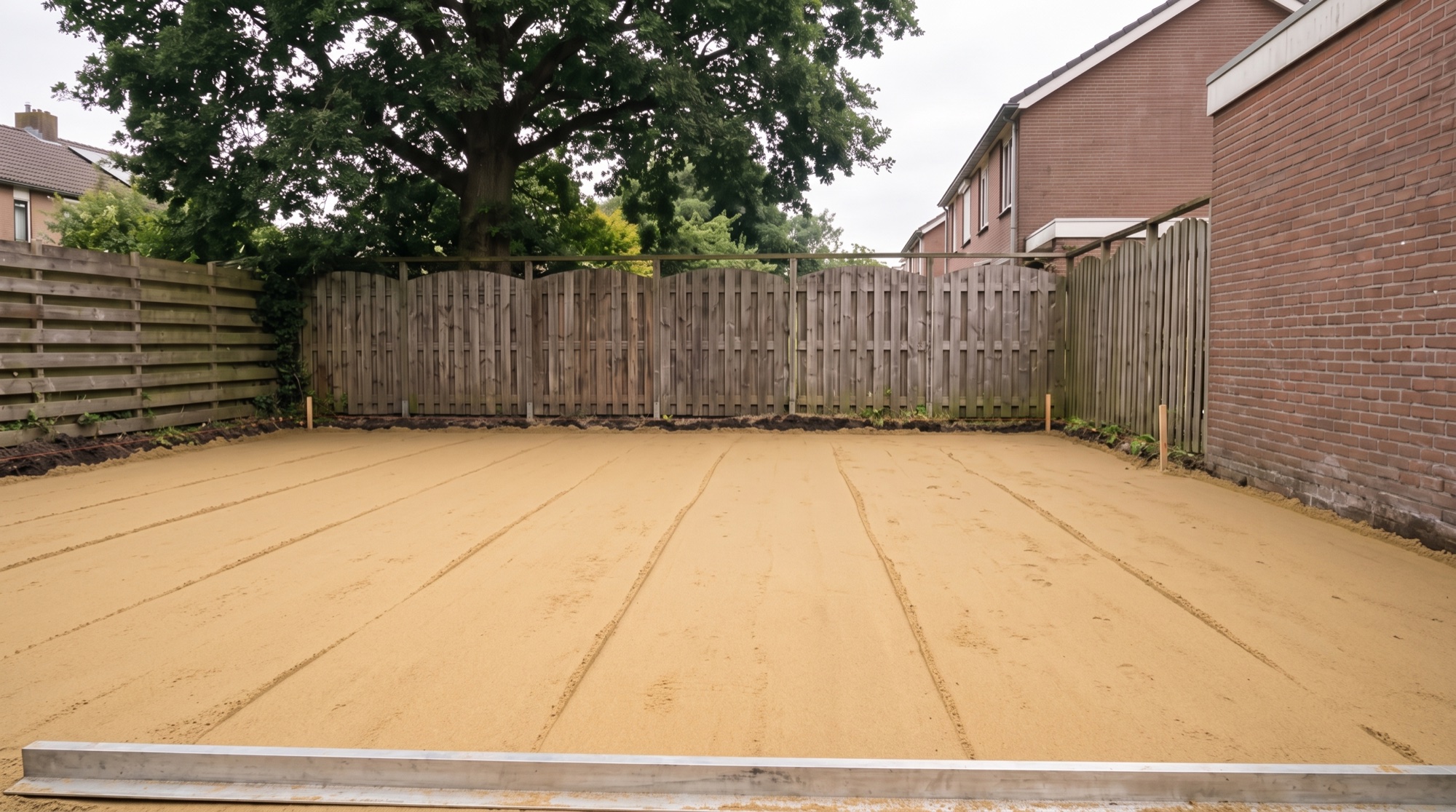 A compacted, levelled sand bed