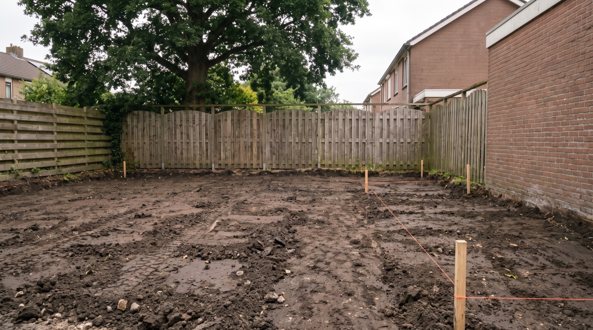 The same garden stripped back to bare earth